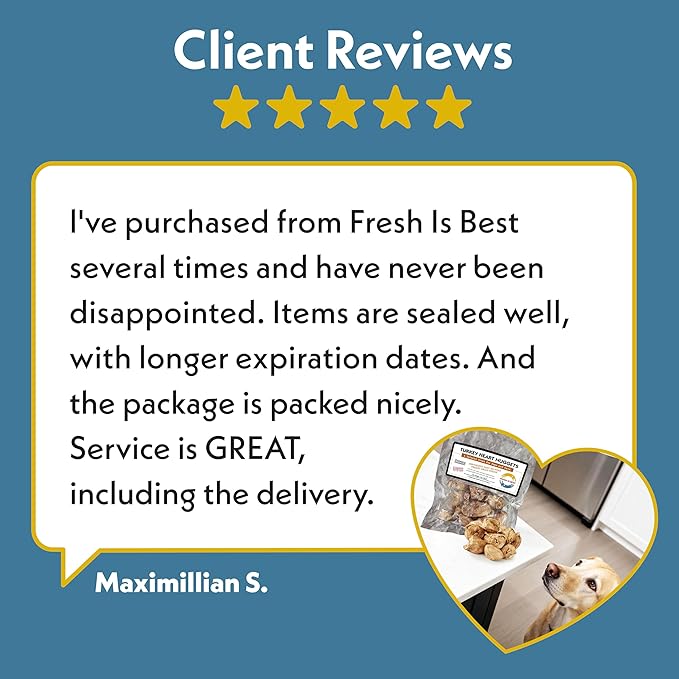Fresh Is Best Turkey Heart Nuggets Freeze Dried Dog Treats – Raw Freeze Dried Treats for Dogs & Cats in Resealable Zipper Bag – High-Protein Single Ingredient – Made in The USA