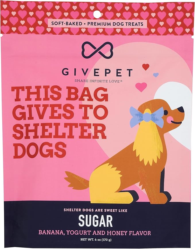 GivePet Sugar Dog Treats, 6 Oz - Dog Training Treats, Grain-Free with No Artificial Flavors - Banana, Yogurt & Honey Dog Snacks - Dog Treat Bag