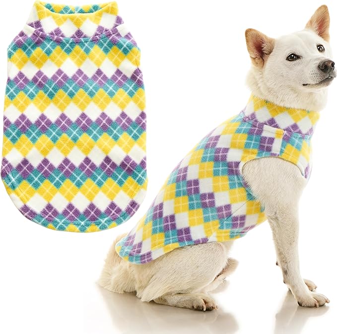 Gooby - Stretch Fleece Vest, Pullover Fleece Vest Jacket Sweater for Dogs, Argyle Blue, 5X-Large