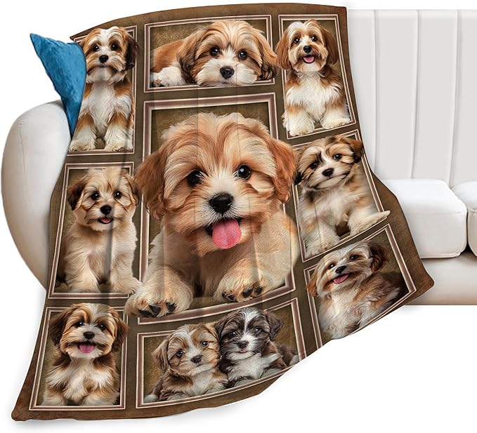 Havanese Gifts, Dog Throw Blanket, Havanese Stuff Animal for Women Boys Girls Men Lover Adult Cozy Fleece Flannel Bedding Plush for Couch Sofa Bed Decor 60"X50"