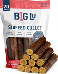 Big Lu - 5-6 Inch Stuffed Beef Jerky Sticks for Dogs, 20 Count, Premium All-Natural Gullet Chews, High-Protein, Easily Digestible, Supports Dental Health and Joint Mobility