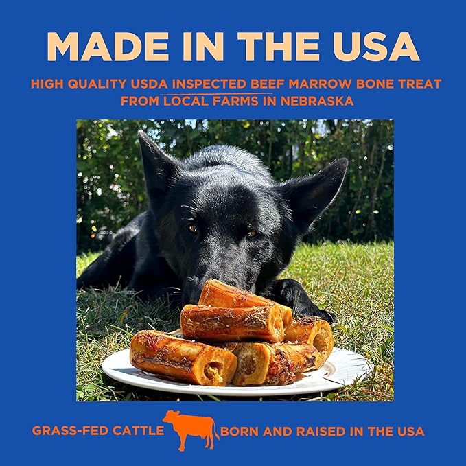 PAWW CHEW 100% Natural Dog Bones, Single Ingredient (6 Pack) Marrow Filled Bone for Dogs, Made in The USA, Beef Bone Marrow for Aggressive Chewers, Real Meaty Dog Bones for Large, Medium, Small Dogs