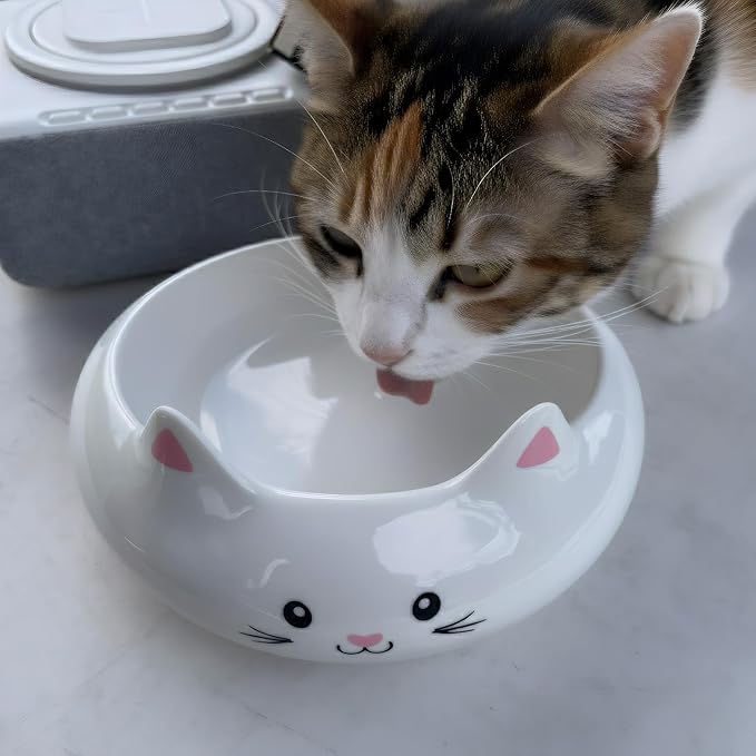 Cat Bowls, Cat Food Bowl, Ceramic Cute Kitten Bowls for Food and Water 7.1oz, Small Dog Feeding Dish for Whisker Fatigue Friendly, Personal Design Home Decor Bowl, Multi-Use