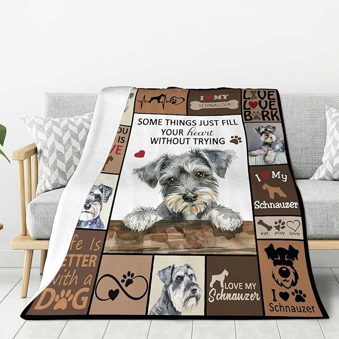 banonaty Schnauzer Blanket Dog Throw Blanket Cozy Fleece Flannel Plush Bedding Schnauzer Gifts for Women Men Boys Girls Adult for Couch Sofa Bed Decor 40"X50"