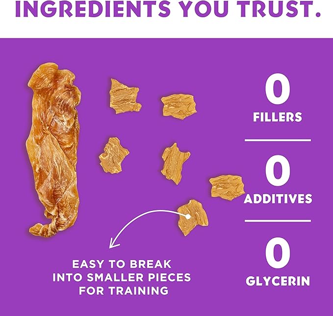 Barkin Burger Strips Made of Only Chicken Grain-Free Dog 12 oz Premium One-Ingredient Digestive Support Dog Jerky Treats, Made in USA Small Batch Healthy Single ingrediens Training Treats