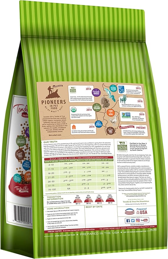 Tender & True Organic Chicken & Liver Recipe Dog Food, 4 lb