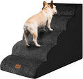GoGoBunny Ramp Dog Stairs for High Beds 24.4" H, 5-Step Extra Wide Dog Slope Stairs with Durable Waterproof Fabric Cover, Pet Steps for Old Large Dogs Climbing, Non-Slip Sturdy Indoor Step, Black