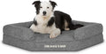 The Dog’s Bed Orthopedic Memory Foam Corner Dog Bed, Calming Surface – CertiPUR-Certified Foam, Largeinen Fabric, Grey Linen, Large