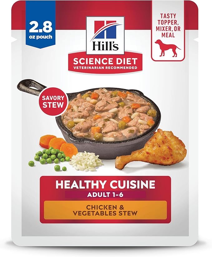 Hill's Science Diet Adult 1-6 Healthy Cuisine Wet Dog Food, Chicken & Vegetables Stew, 2.8 oz Pouch, 24-Pack