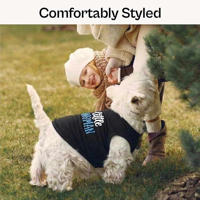 Parisian Pet Dog Shirt – 100% Cotton Shirts for Small Dogs – Sleeveless Black Puppy Vest – Lightweight and Breathable Pet Apparel – Funny Summer Boy Dog Clothes - Stretchy Cute T Shirts for Dogs