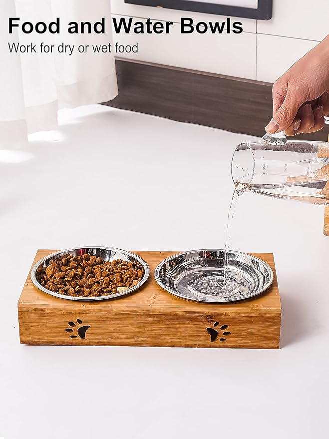 VENTION Medium Shallow Cat Food Bowls, Outer Dia. 8.1 in Whisker Fatigue Cat Bowl, Stainless Steel Cat Food Dish for Indoor Cats, Set of 4 Replacement Cat Bowls for Raised Station(26.7 Fl.oz)