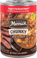 Merrick Chunky Grain Free Premium And Wholesome Canned Dog Food, Real Meat Pappy’s Pot Roast Dinner In Gravy - (Pack of 12) 12.7 oz. Cans