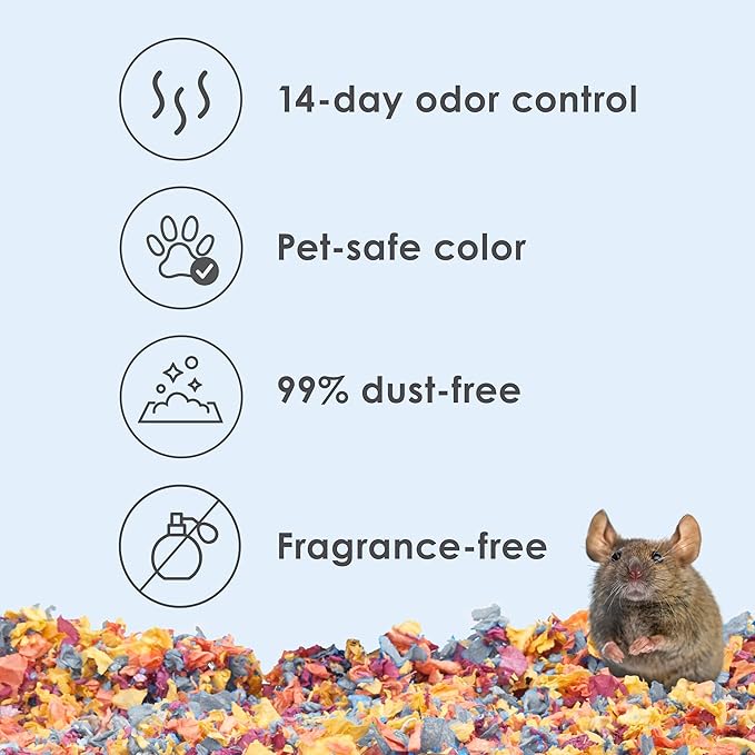 Kaytee Clean & Cozy Colors, Small Animal Bedding with Extreme Odor Control, Kaleidoscope, 49.2 Liters