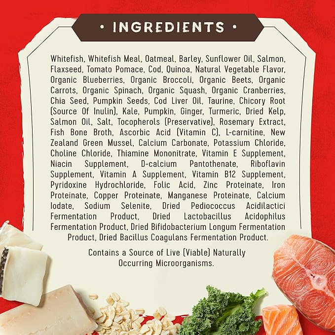 Stella & Chewy's SuperBlends Raw Blend Wholesome Grains Wild-Caught Whitefish & Salmon Recipe with Superfoods, 3.25 lb. Bag