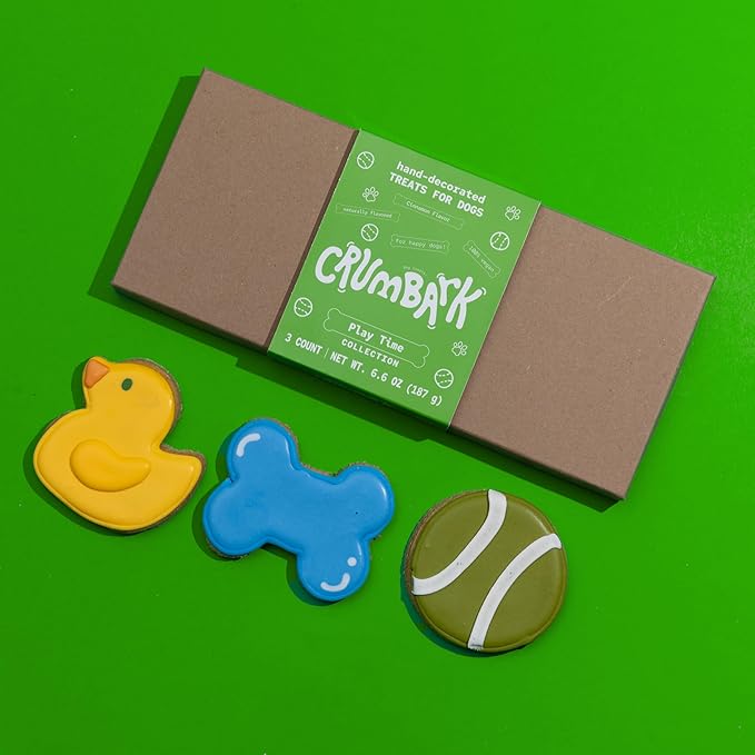 Playtime Biscuits | Hand-Decorated Dog Cookies – 3 Pack in Gift Box | Extra Large Dog Treats 62g Cookie, Vegan Snacks for Dogs, Gifts for Dogs