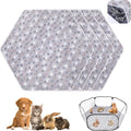Preboun 4 Pcs 47 in Guinea Pig Playpen Pad Waterproof Hexagon Mat Reusable Dog Playpen Liner for Small Animal Rabbit Cage Tent Pee Pad Washable Yard Fence(Gray Paw)