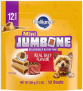 Pedigree Mini Jumbone Small Dog Treats, Dog Bone Like Shell with Beef Flavor, 12 Treats (Pack of 7)