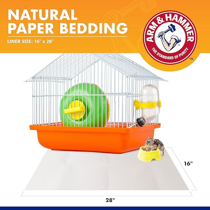Arm & Hammer Super Absorbent Cage Liners for Guinea Pigs, Hamsters, Rabbits & Small Animals, Odor Control Cage Tray Liners for Wire or Mesh Grate Cages, Trim to Fit, 7 Count - 48 Pack