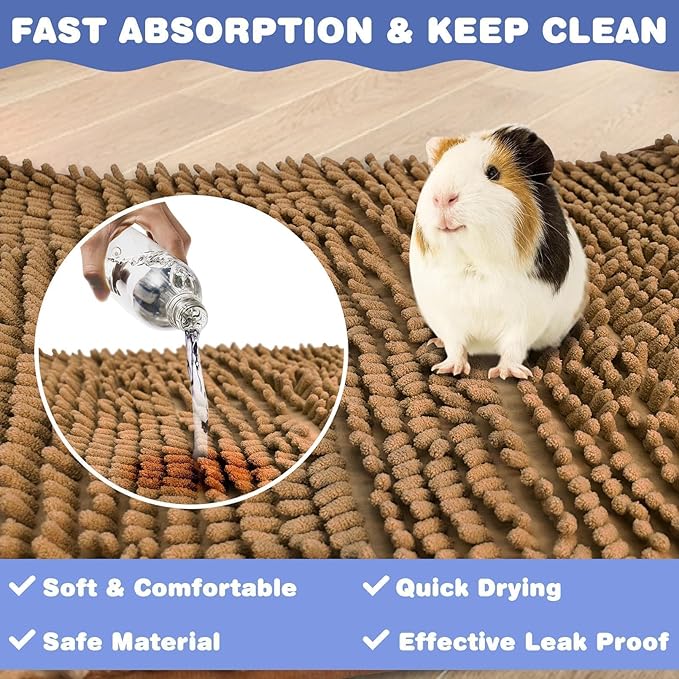 PINVNBY Guinea Pig Cage Liner Guinea Pig Bedding Washable Rabbit Mat Pads Reusable Small Animal Sleeping Bed for Bunny Hamster (55 x 28, Brown)