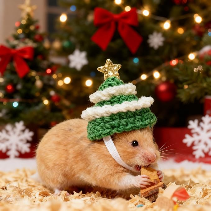 12 Pcs Hamster Hats Mini Party Hats for Small Animals, Cute Hand Knitted Tiny Hats for Snakes Lizards Bearded Dragon Guinea Pig Easter Bunny Reptile Pets Clothes Party Costume Accessories
