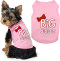 Parisian Pet Dog Shirt – 100% Cotton Shirts for Small Dogs – Pink Sleeveless Puppy Clothes – Lightweight and Breathable Dog Apparel – Girl Big Sister Dogs Clothes - Stretchy Pet T Shirts