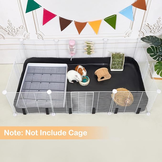 Glittme Guinea Pig Cage Liner, Waterproof Liner for Guinea Pigs, Guinea Pig Bedding with Tarp Bottom for Grid Cage, Cage Liners for Guinea Pig, Bunny, Hamster, Rabbit,Not Include Cage,47 * 24 inches