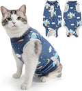 SlowTon Cat Recovery Suit - Cat Onesie for Cats After Surgery Female Male, Kitten Clothes Cats Surgical Spay Suit Abdominal Wounds, E-Collar Alternative Bodysuit Shirt Anti-Licking (Navy, S)