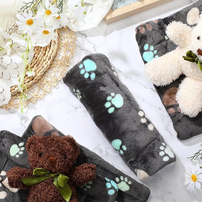 Tuanse 4 Pack Ultra Soft Dog Cat Bed Mat Small Animal Guinea Pig Bed with Cute Print Reversible Fleece Dog Crate Kennel Pad Cozy Washable Thickened Hamster Pet Beds Mat(13 x 10 Inches,Black)