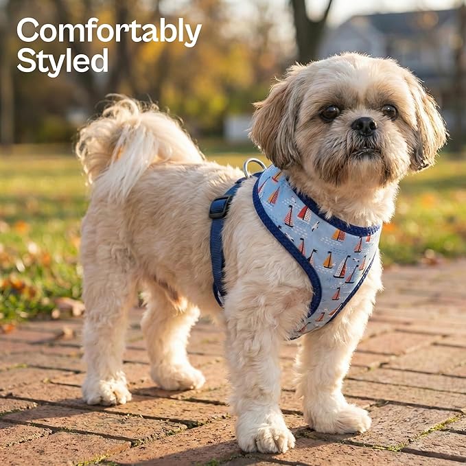 Parisian Pet Sailboat Dog Harness - Breathable No Pull Puppy Harness with Leash Ring - Adjustable Nautical Harnesses for Dogs - Soft Padded Step-in Pet Vest - Lightweight Dog Vests for Large Dogs