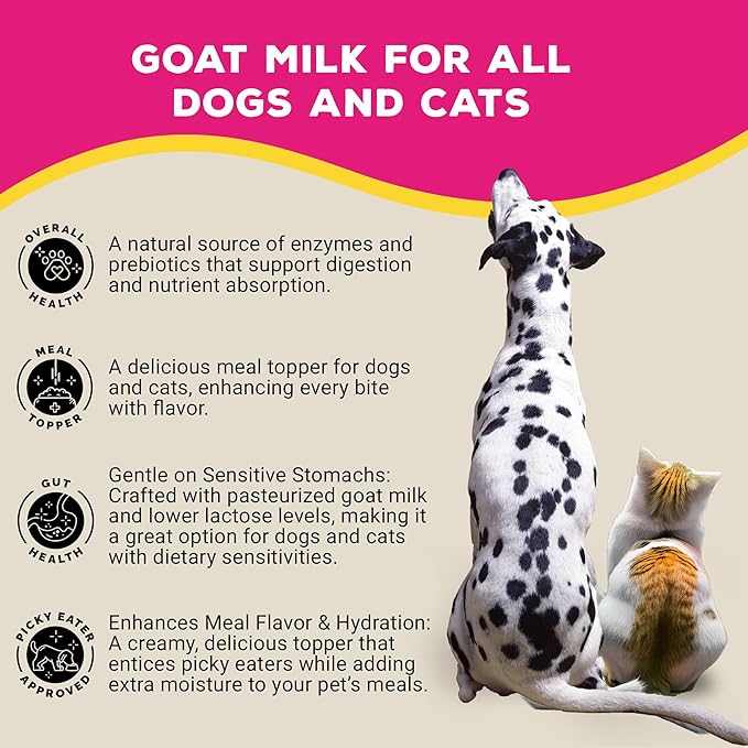 Goat Milk by Brutus Broth Meal Topper for Dogs and Cats – Formulated for Digestive Support & Moisture, Low-Lactose, Contains Natural Nutrients and Enzymes (Pack of 6)