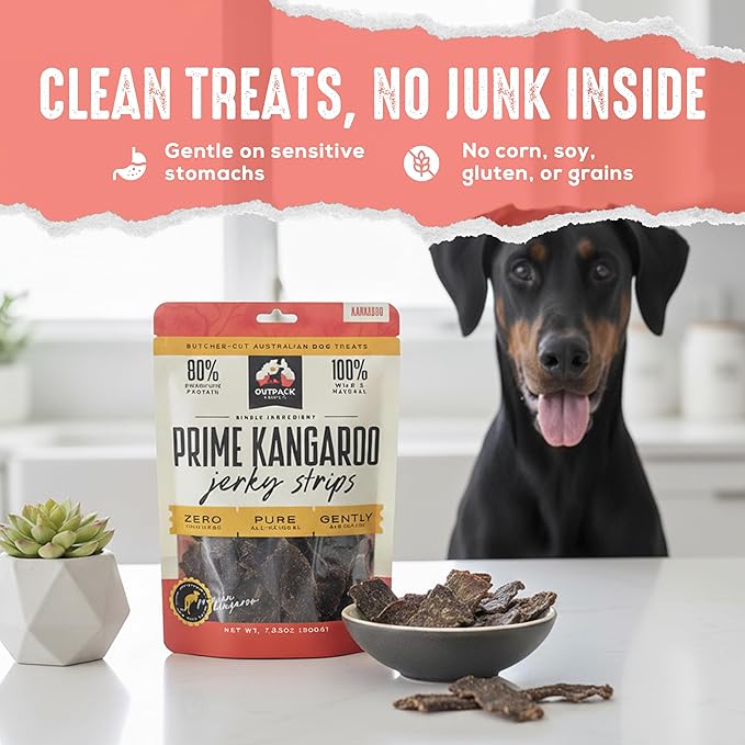 | Prime Kangaroo Dog Treats Jerky Strips | Single Ingredient Air Dried Natural Dog Treats (7.05 oz)