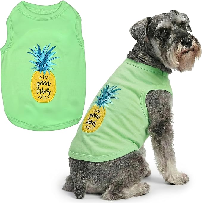 Parisian Pet Dog Shirt – 100% Cotton Shirts for Large Dogs – Tropical Sleeveless Pet Vest – Lightweight and Breathable Dogs Apparel – Cute Dog Clothes - Stretchy T Shirts for Pets