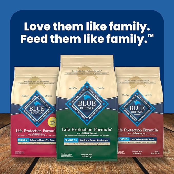 Blue Buffalo Life Protection Formula with LifeSource Bits, Senior 7+ Dry Dog Food, Lamb and Brown Rice Recipe, Natural Food for Dogs, 30 lb. Bag