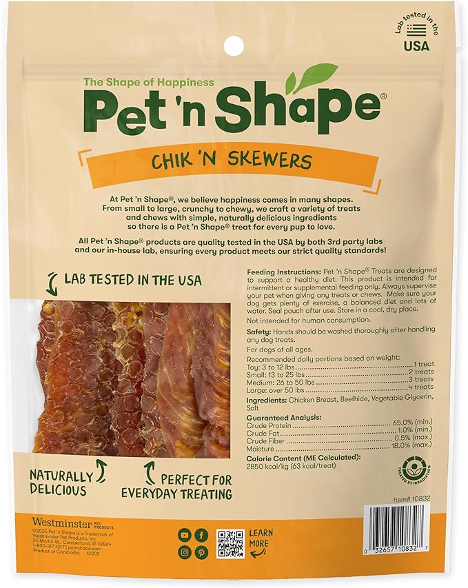 Pet 'n Shape Chik 'n Skewers – Chicken Wrapped Rawhide Dog Chew