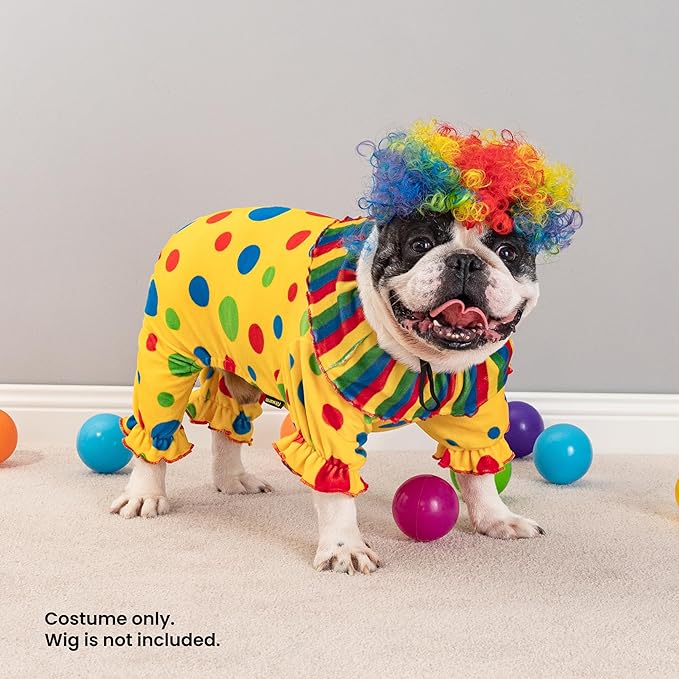 Fitwarm Halloween Dog Clown Costume, Funny Clothes for Small Dogs Girl Boy, Pet Outfit, Yellow, Medium