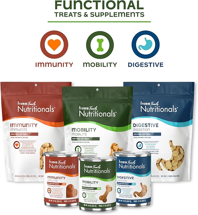 Fromm Family Nutritionals Immunity Functional Dog Treats - Premium Dog Treats for Immune Support - Contains Cranberry, Blueberry, Turmeric, Cinnamon, Vitamin C & Vitamin E - Pack of (3) 6 oz Bags