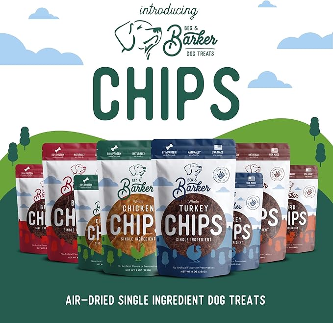 Beg & Barker All Natural Chicken Chips for Dogs (16oz) - Dog Treats Made with USA Sourced Real Meat Chicken, Made in The USA