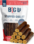Big Lu - 5-6 Inch Stuffed Beef Jerky Sticks, 10 Count, Premium All-Natural Gullet Chews, High-Protein, Easily Digestible, Supports Dental Health and Joint Mobility