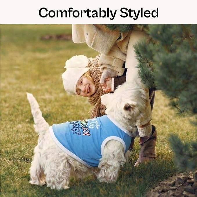 Parisian Pet Dog Shirt – 100% Cotton Shirts for Medium Dogs – Sleeveless Puppy Vest – Lightweight and Breathable Pet Apparel – Pullover Summer Dog Clothes - Stretchy Funny T Shirts for Dogs