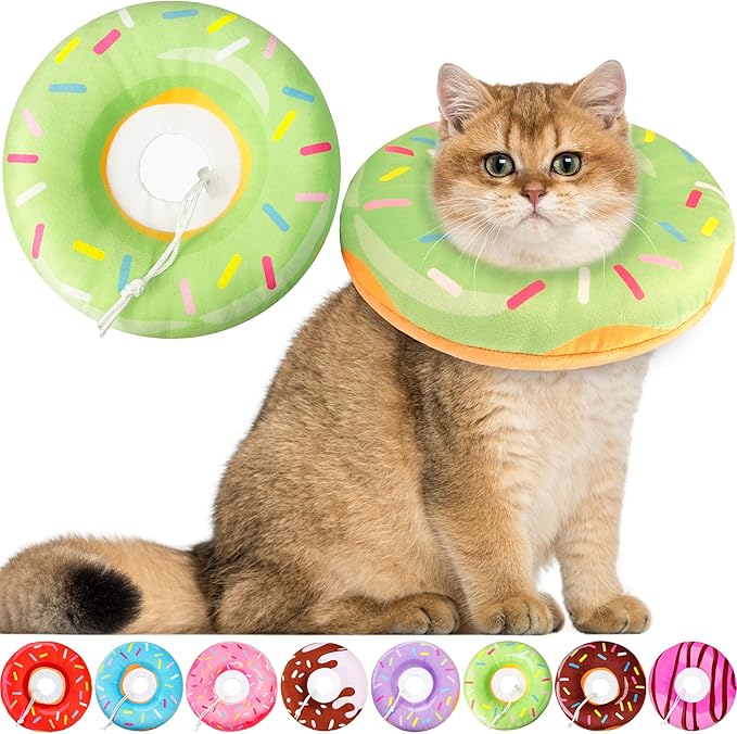 Hpetppy Cat Cone Collar Soft, Cat Recovery Collar for Wound Healing Cute Donut Adjustable Kittens Cones to Stop Licking Comfortable Lightweight Neck Elizabethan Collars for Cats Kittens After Surgery
