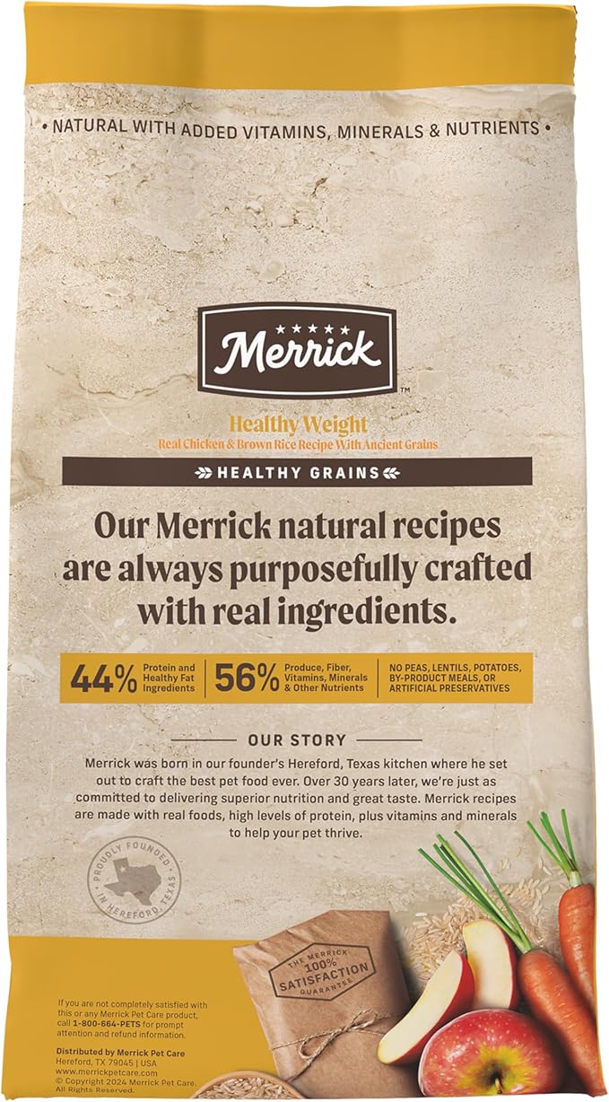 Merrick Healthy Grains Premium Adult Dry Dog Food, Wholesome and Natural Kibble, Healthy Weight Recipe - 25.0 lb. Bag
