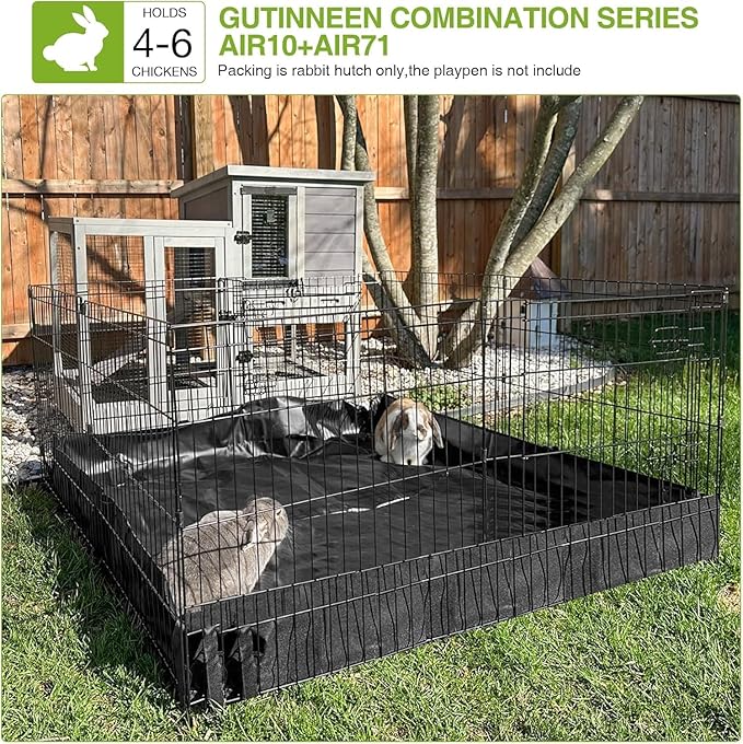 GUTINNEEN 40.6"L 2-Story Rabbit Hutch Indoor & Outdoor Guinea Pig Cage, Wooden Bunny House with Wire Mesh Floor, Leakproof Pull-Out Tray & Heavy-Duty Wheels, Small Animal Enclosure for Patio Backyard