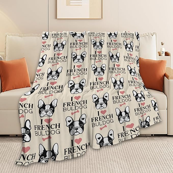 Boston Terrier Throw Blanket French Bulldog Frenchie Puppy Stuff Gifts for Dog Lover Kids Girls Boys Adults Women Men Soft Cozy Warm Plush Fluffy Fuzzy Fleece Blanket Decor 60''X80''