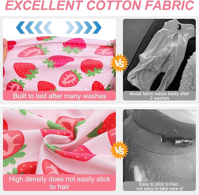 BEAUTYZOO 2 Pack Cat Recovery Suit, Cat Onesie for Cats After Surgery Female Male, Kitten Spay Neuter Surgical Recovery Body Suit Cone of Shame Alternative, Anti Lick Pet Anxiety Vest,Strawberry,M