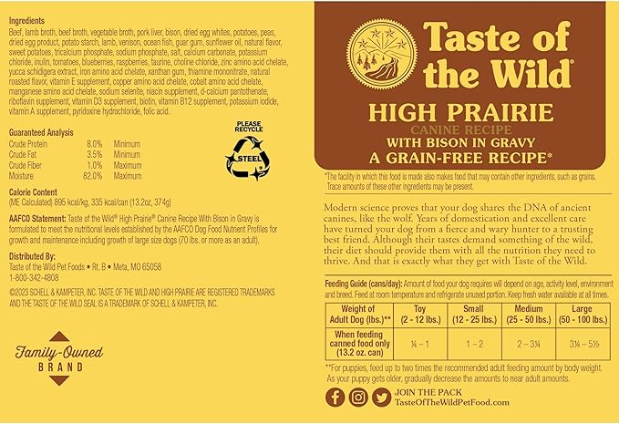 Taste of the Wild High Prairie Canine Recipe with Bison in Gravy Canned Dog Food, 13.2-oz, Case of 12