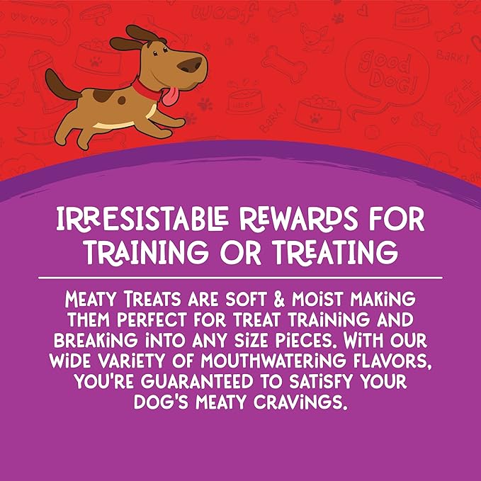 Meaty Treats Mini Dogs Beef & Cheese Flavor Soft & Chewy Dog Treats, 3-oz. (Pack of 8)