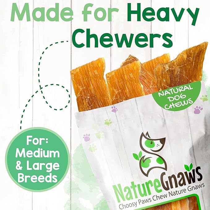 Nature Gnaws Beef Paddywack Tendons for Dogs 5-6" (5 Count) - Long Lasting for Aggressive Chewers - Natural Beef Dog Chew Bones - Rawhide Free