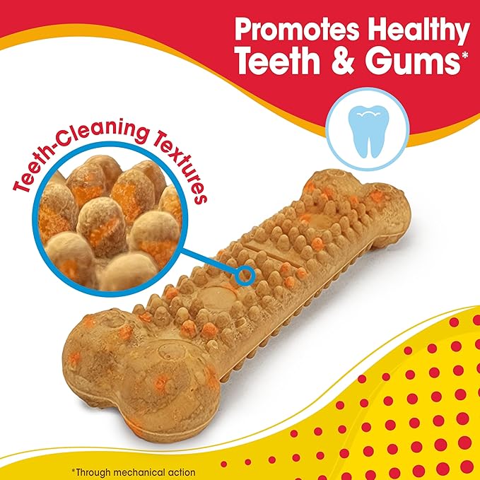 Nylabone Nubz Flavor Bursts Natural Dog Chews for Small Dogs, Long Lasting Chew Bones Made in the USA, Grain-Free Dog Treats, Bacon & Cheese Flavor, for Dogs Over 30 lbs. (7 Count)