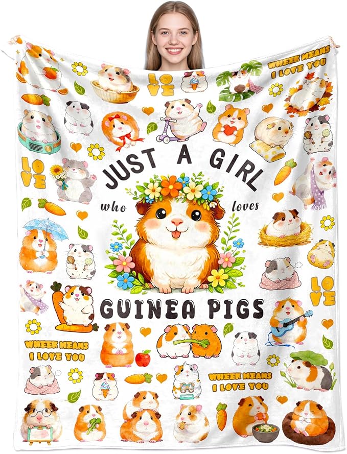 Guinea Pig Blanket Gifts for Girls Women Guinea Pig Throw Blanket Birthday Stuff Gifts Bedding Decor for Kids Adults 50"x40"