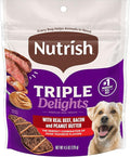 Nutrish Triple Delights Premium Dog Treats with Real Beef, Bacon, and Peanut Butter, 4.5 oz. Pouch, Pack of 5